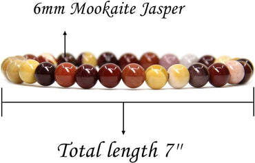 Angelstones Natural Mookaite Jasper Gemstone 6mm Round Beads Stretch Bracelet 7inch Unisex