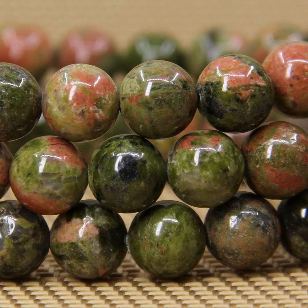 Natural Unakite Gemstone 8mm Round Beads Stretch Bracelet 7inch Unisex
