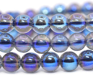 Natural Clear Quartz Titanium Gemstone 6mm Round Beads Stretch Bracelet 6.5inch Unisex
