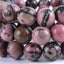 Angelstones Natural Matrix Rhodonite Gemstone 10mm Round Beads Stretch Bracelet 7 Inch Unisex
