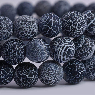 Dark Blue Weathered Agate Gemstone 8mm Round Beads Stretch Bracelet 7 Inch