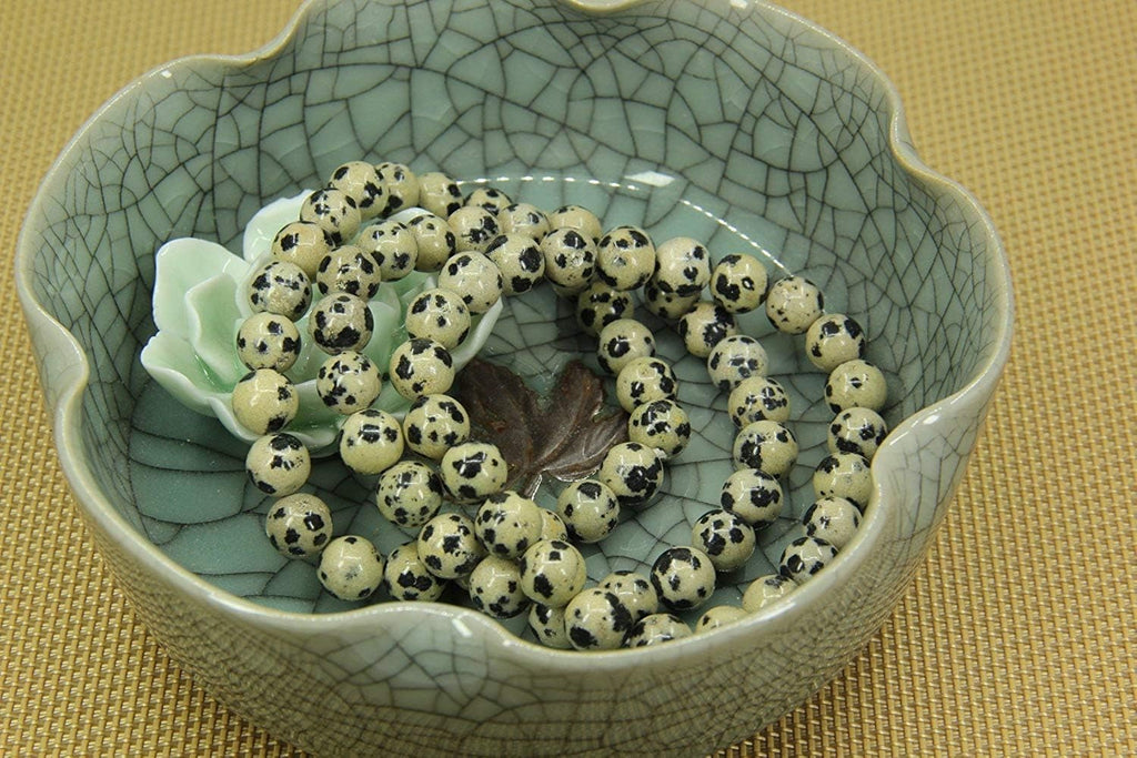 Natural Dalmatian Jasper Gemstone 8mm Round Beads Stretch Bracelet 7inch Unisex