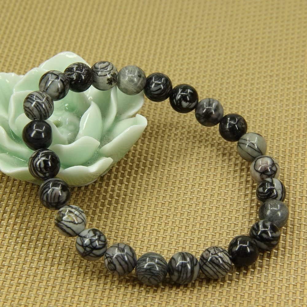 Angelstones Natural Picasso Jasper Gemstone 8mm Round Beads Stretch Bracelet 7inch Unisex