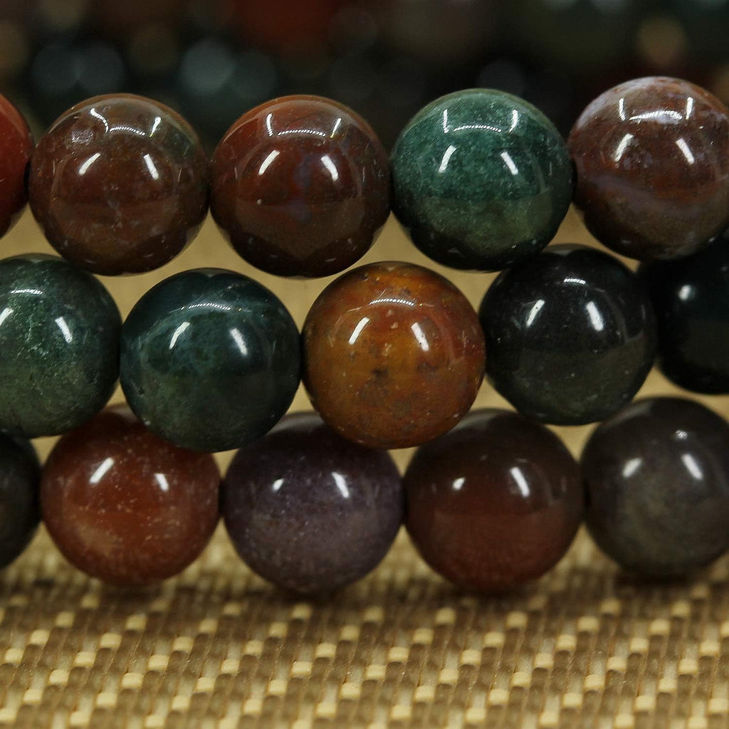 Natural Red Bloodstone Heliotrope Gemstone 6mm Round Beads Stretch Bracelet 7inch Unisex