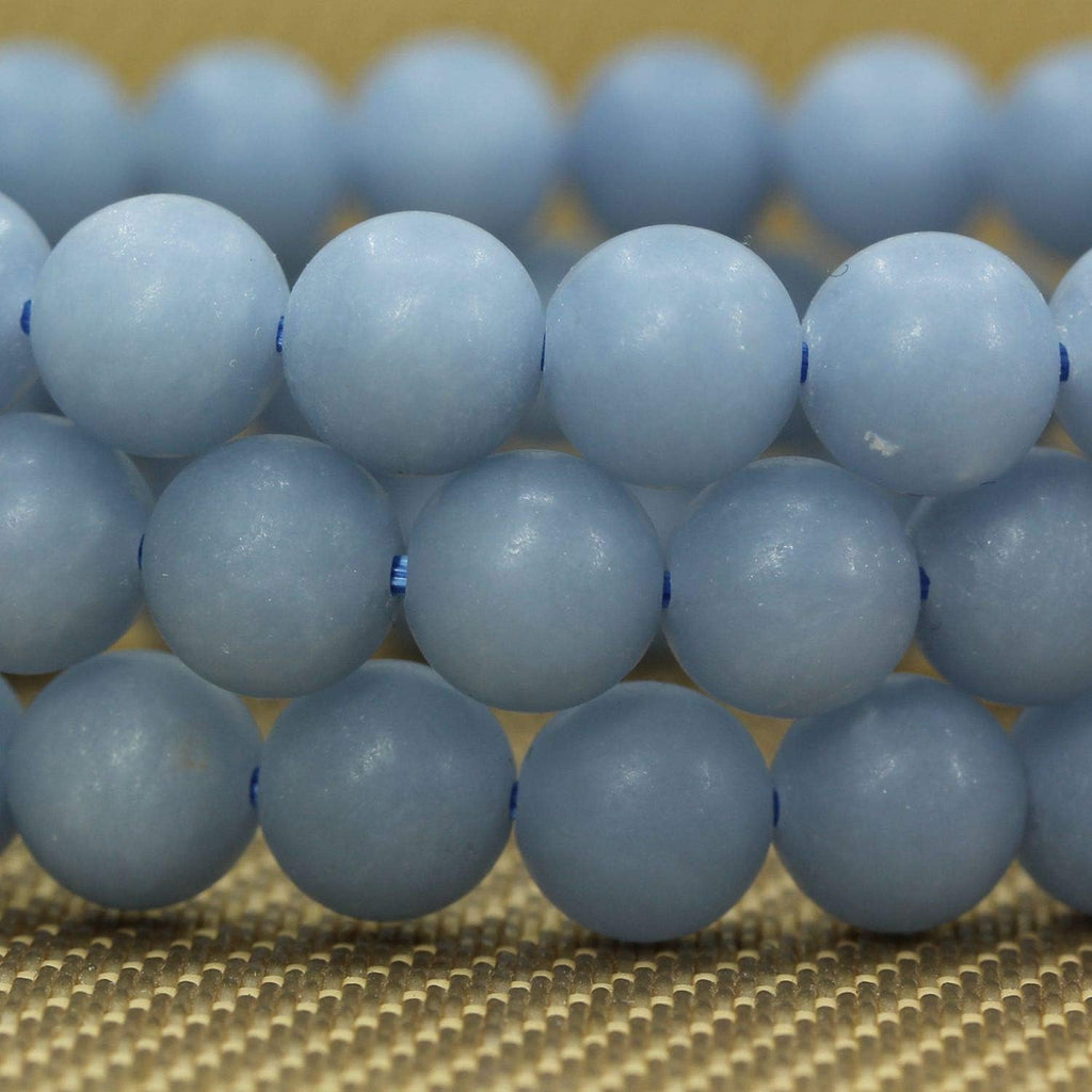 Natural Matte Angelite Gemstone 8mm Round Beads Stretch Bracelet 7 Inch Unisex