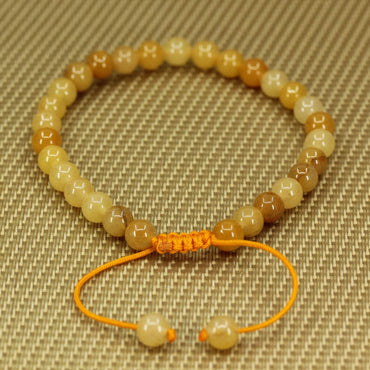 Natural Multicolor Yellow Jade Gemstone 6mm Round Beads Adjustable Braided Macrame Tassels Chakra Reiki Bracelets 7-9 inch Unisex