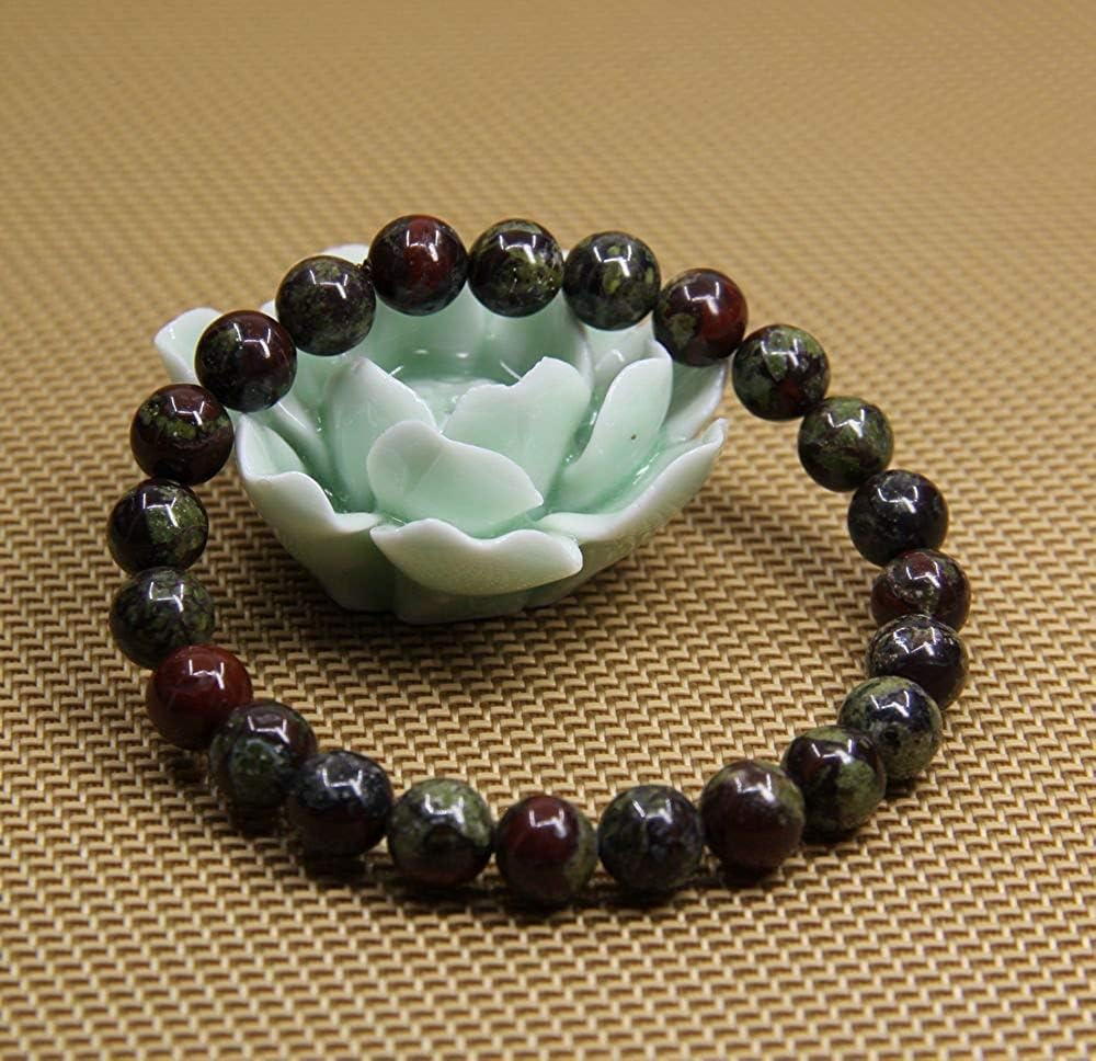 Natural A Grade Dragon Blood Jasper Gemstone 8mm Round Beads Stretch Bracelet 7inch Unisex
