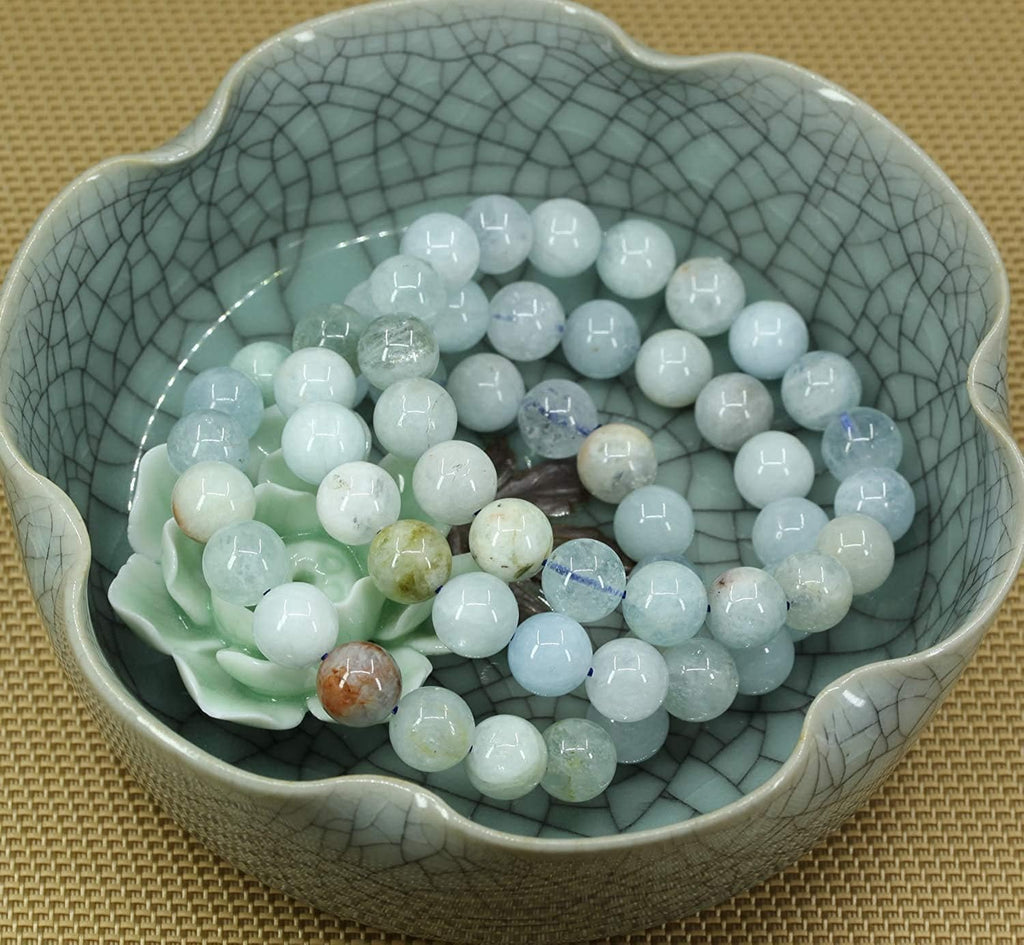Angelstones Natural Multicolor Aquamarine Genuine Semi-Precious Gemstones Healing 10mm Beaded Stretch Bracelet 7inch Unisex