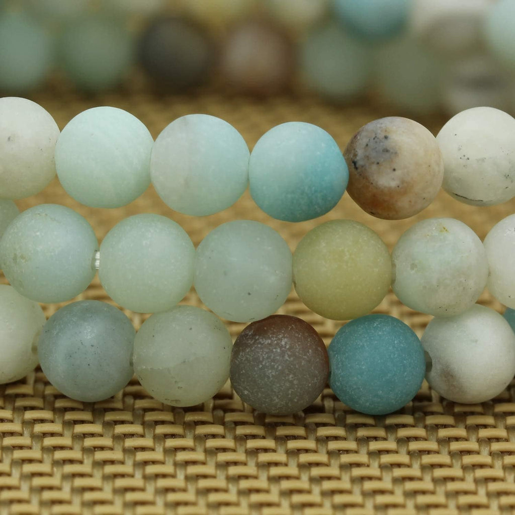 Natural Matt Multicolor Amazonite Gemstone 6mm Round Beads Stretch Bracelet 7inch Unisex