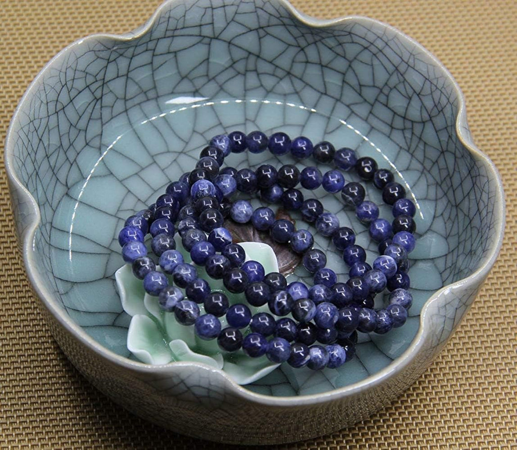 Angelstones Natural Blue Sodalite Gemstone 6mm Round Beads Stretch Bracelet 7inch Unisex
