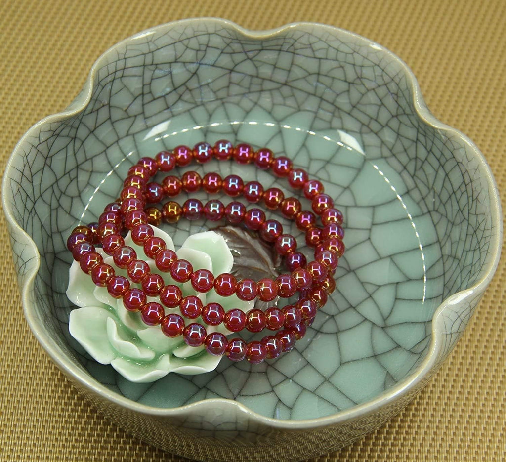 Natural Aqua Aura Red Agate Gemstone 6mm Round Beads Stretch Bracelet 7inch Unisex