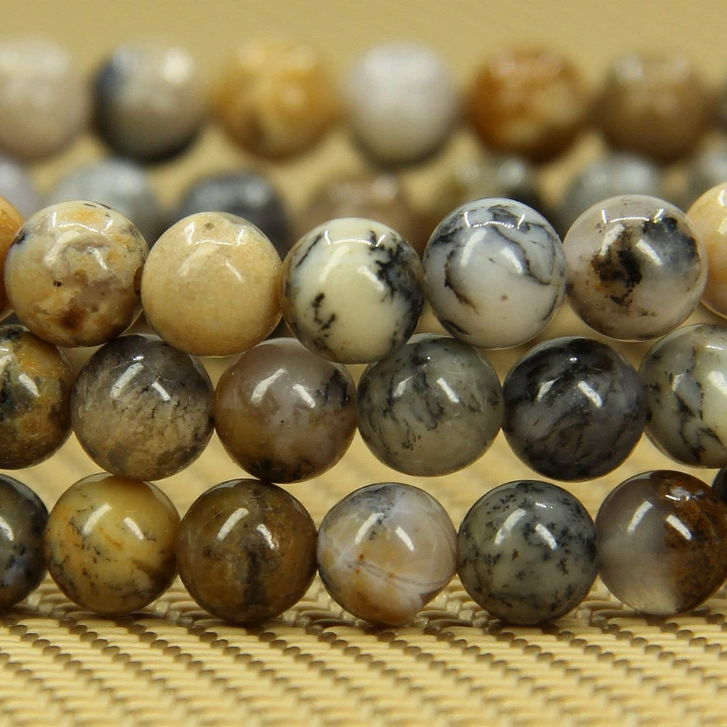 Angelstones Natural Aquatic Opal Gemstone 6mm Round Beads Stretch Bracelet 7inch Unisex