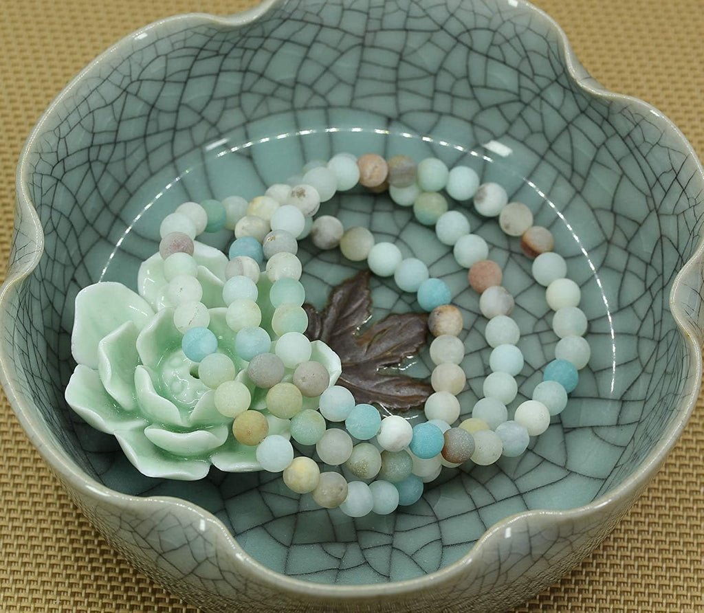 Natural Matt Multicolor Amazonite Gemstone 6mm Round Beads Stretch Bracelet 7inch Unisex
