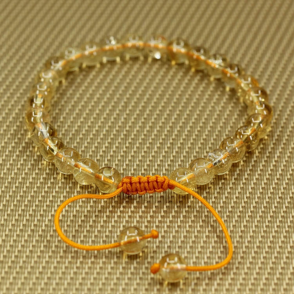 Angelstones Handmade Gemstone 6mm A Grade Citrine Round Beads Adjustable Braided Macrame Tassels Chakra Reiki Bracelets 7-9 inch Unisex