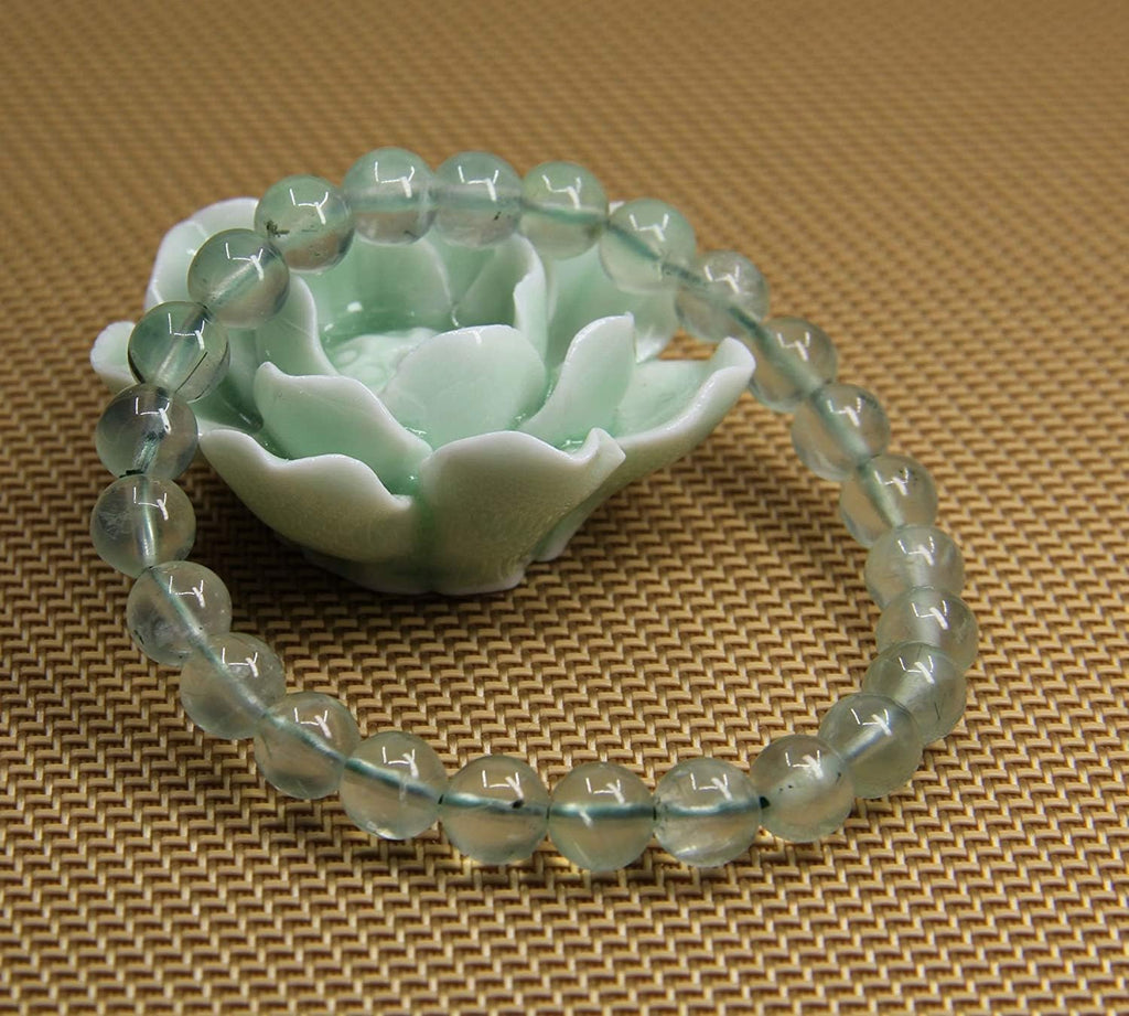 Natural Prehnite Gemstone 8mm Round Beads Stretch Bracelet 7inch Unisex