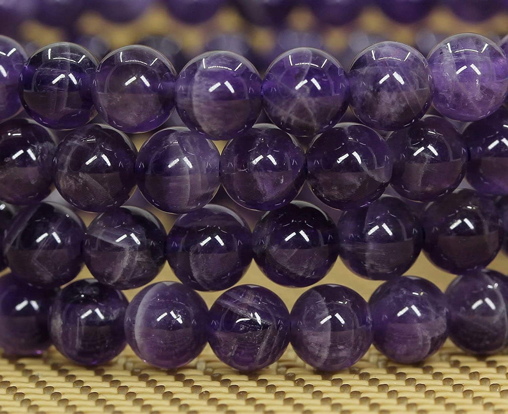 Natural African Amethyst Gemstone 6mm Round Beads Stretch Bracelet 7inch Unisex