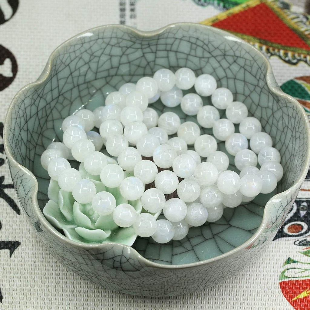 Angelstones Natural Blue Moonstone Genuine Semi-Precious Gemstones Healing 10mm Beaded Stretch Bracelet 7inch Unisex