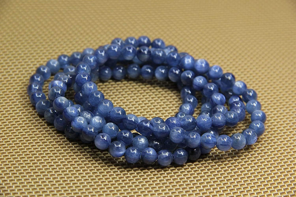 Natural AA Grade Kyanite Gemstone 6mm Round Beads Stretch Bracelet 7inch Unisex