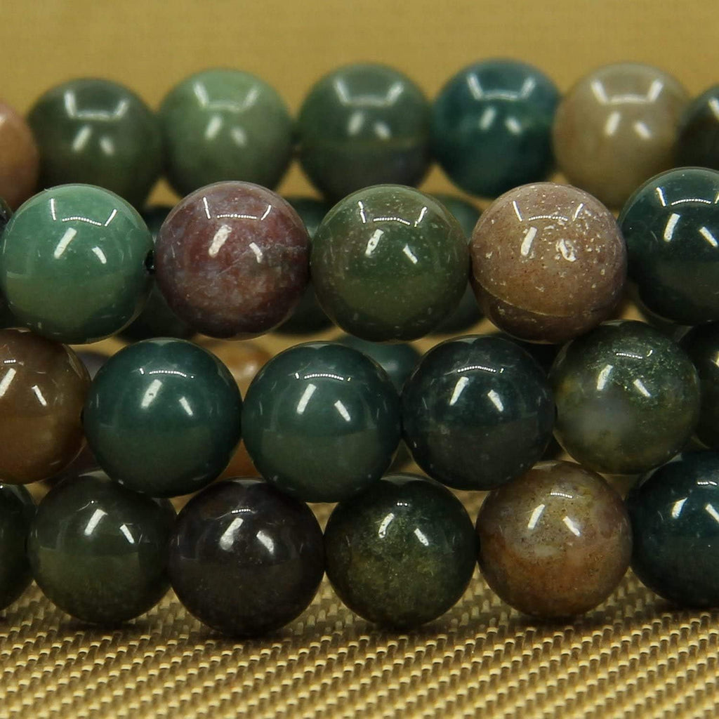 Angelstones Natural India Agate Genuine Semi-Precious Gemstones Healing 10mm Beaded Stretch Bracelet 7inch Unisex