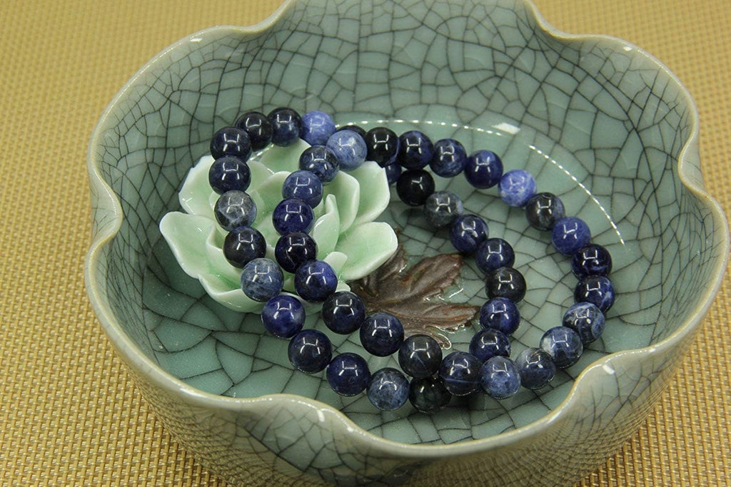 Natural Blue Sodalite Gemstone 8mm Round Beads Stretch Bracelet 7inch Unisex