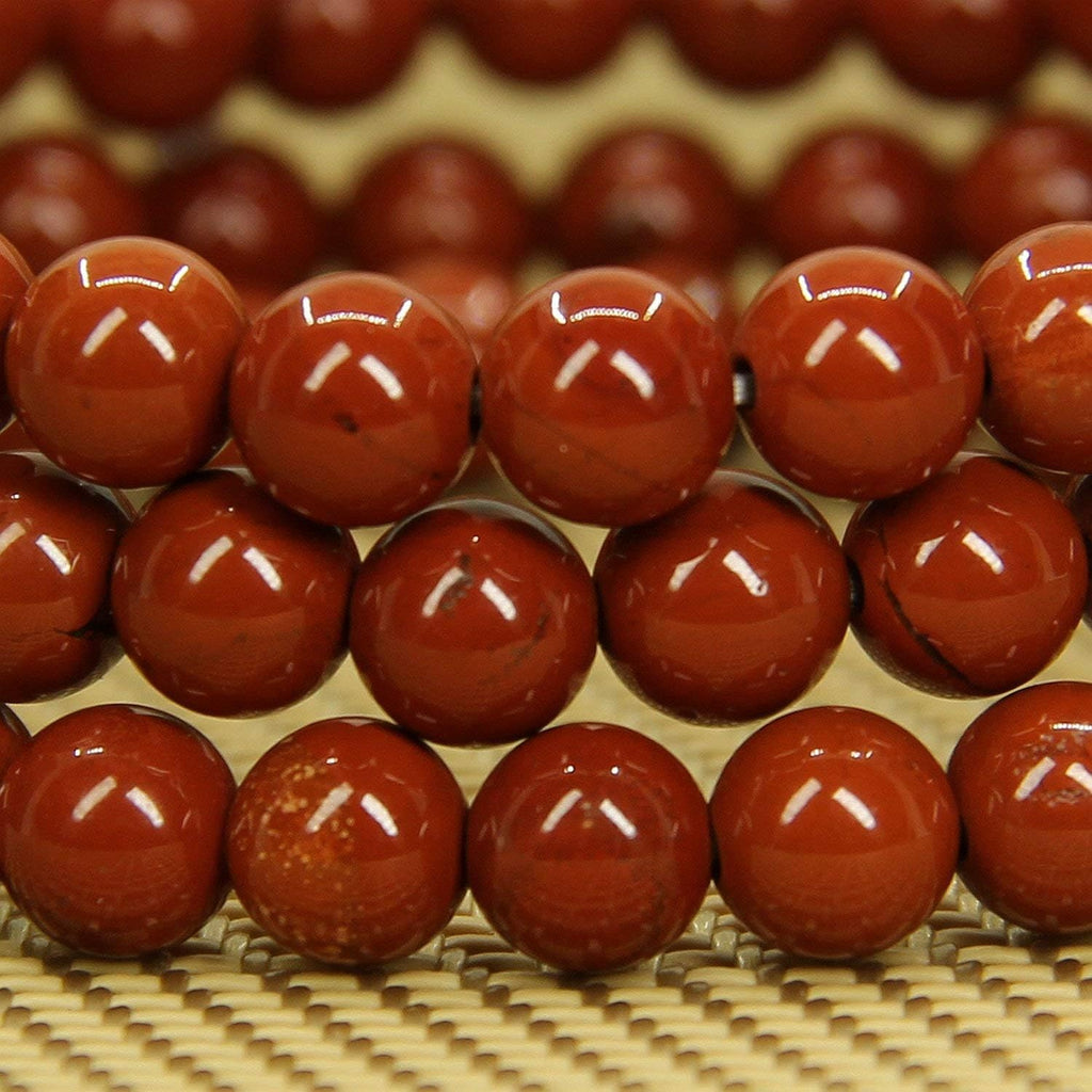 Angelstones Natural Red Jasper Gemstone 6mm Round Beads Stretch Bracelet 7inch Unisex