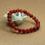 Natural Red Banded Agate Handmade Gemstone 8mm Round Beads Elastic Bracelet 7inch Unisex