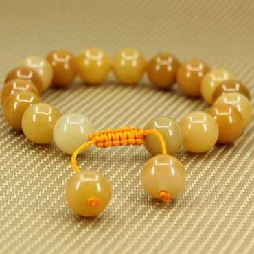 Angelstones Handmade Gemstone 10mm Multicolor Yellow Jade Round Beads Adjustable Braided Macrame Tassels Chakra Reiki Bracelets 7-9 inch Unisex