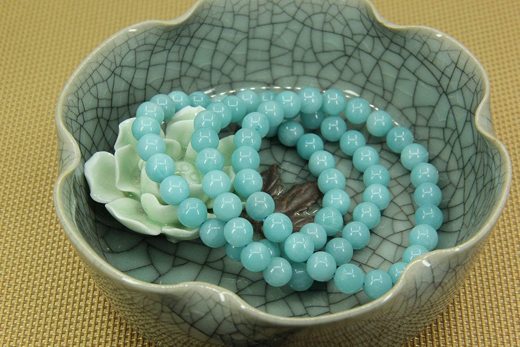Natural Blue Amazonite Gemstone 8mm Round Beads Stretch Bracelet 7inch Unisex