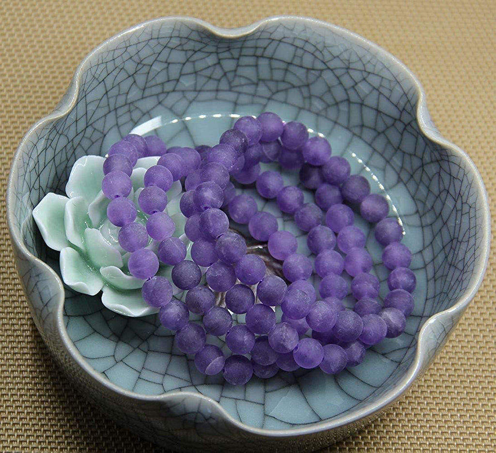 Angelstones Natural A Grade Matt Light Amethyst Crystal 8mm Round Beads Stretch Bracelet 7inch Unisex