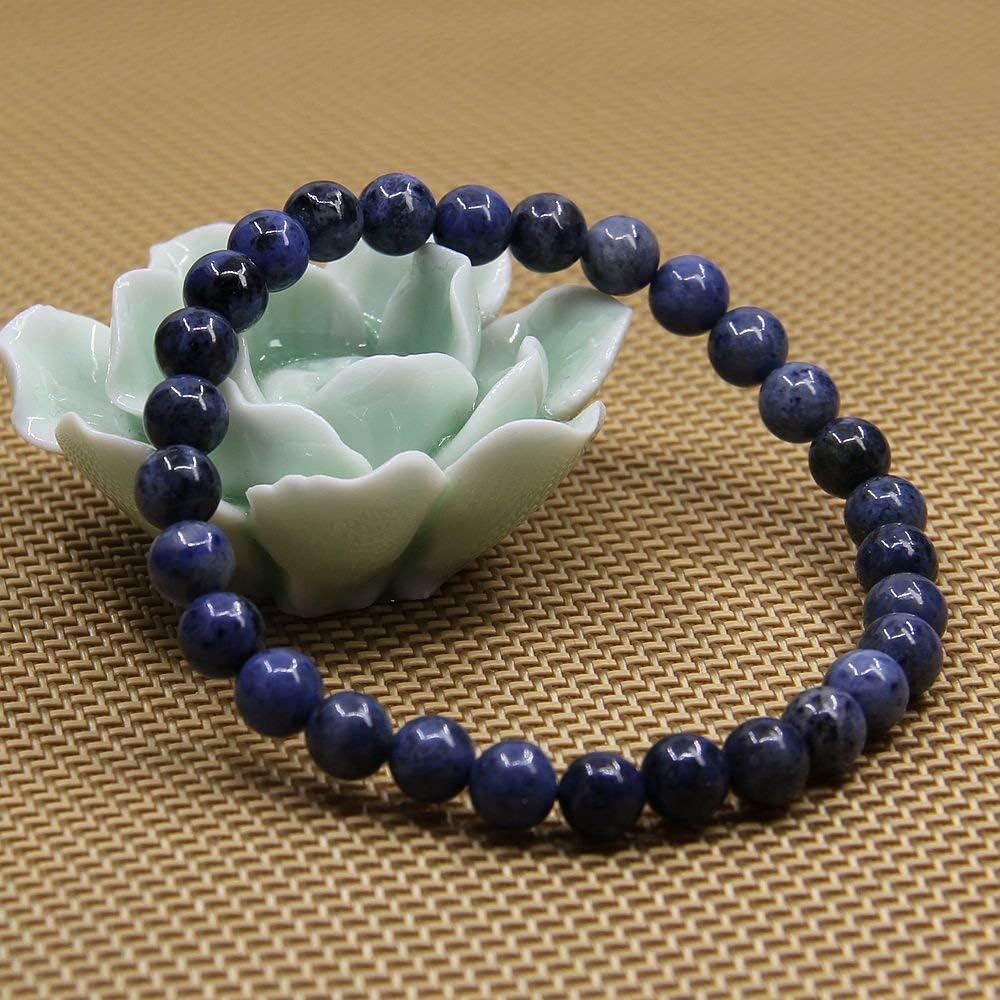 Angelstones Natural A Grade Dumortierite Gemstone 6mm Round Beads Stretch Bracelet 7inch Unisex