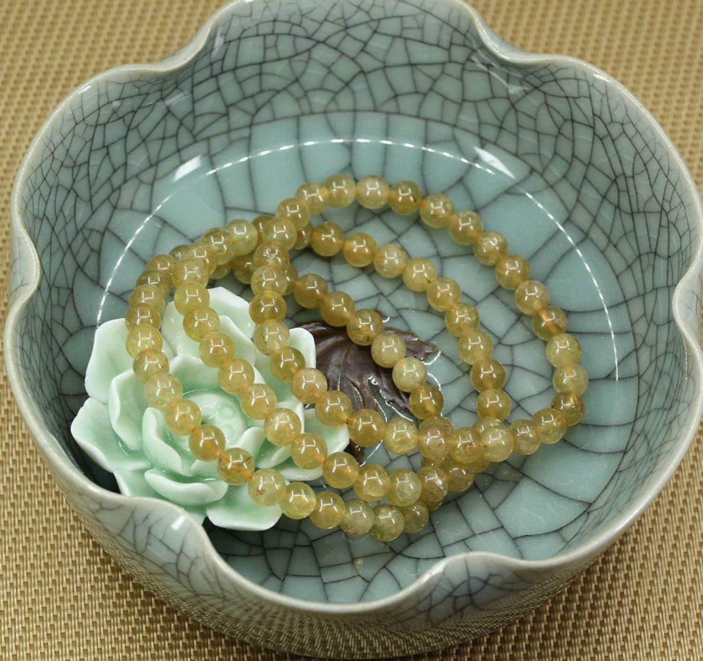 Natural Yellow Green Apatite Gemstone 6mm Round Beads Stretch Bracelet 7inch Unisex