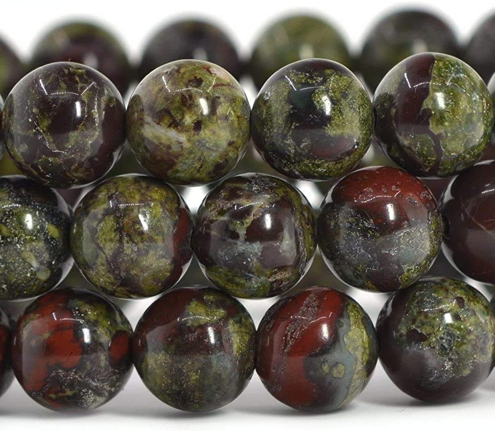 Natural Dragon Blood Jasper Gemstone 10mm Round Beads Stretch Bracelet 7 Inch Unisex