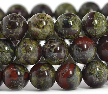 Natural Dragon Blood Jasper Gemstone 10mm Round Beads Stretch Bracelet 7 Inch Unisex