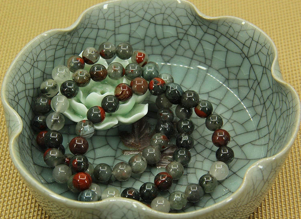 Natural African Bloodstone Gemstone 8mm Round Beads Stretch Bracelet 7inch Unisex