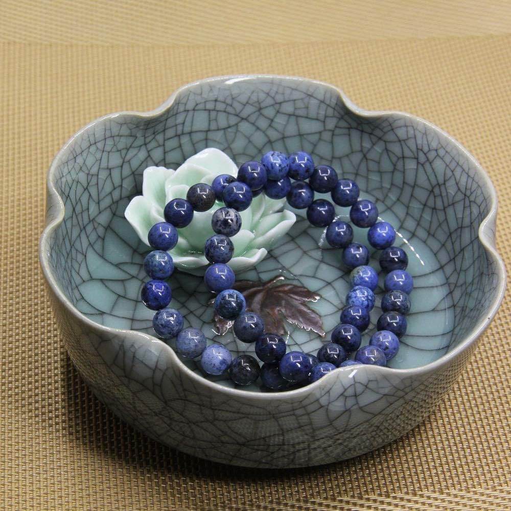 A Grade Dumortierite Gem Semi Precious Gemstone 8mm Ball Beads Stretch Bracelet 7inch Unisex