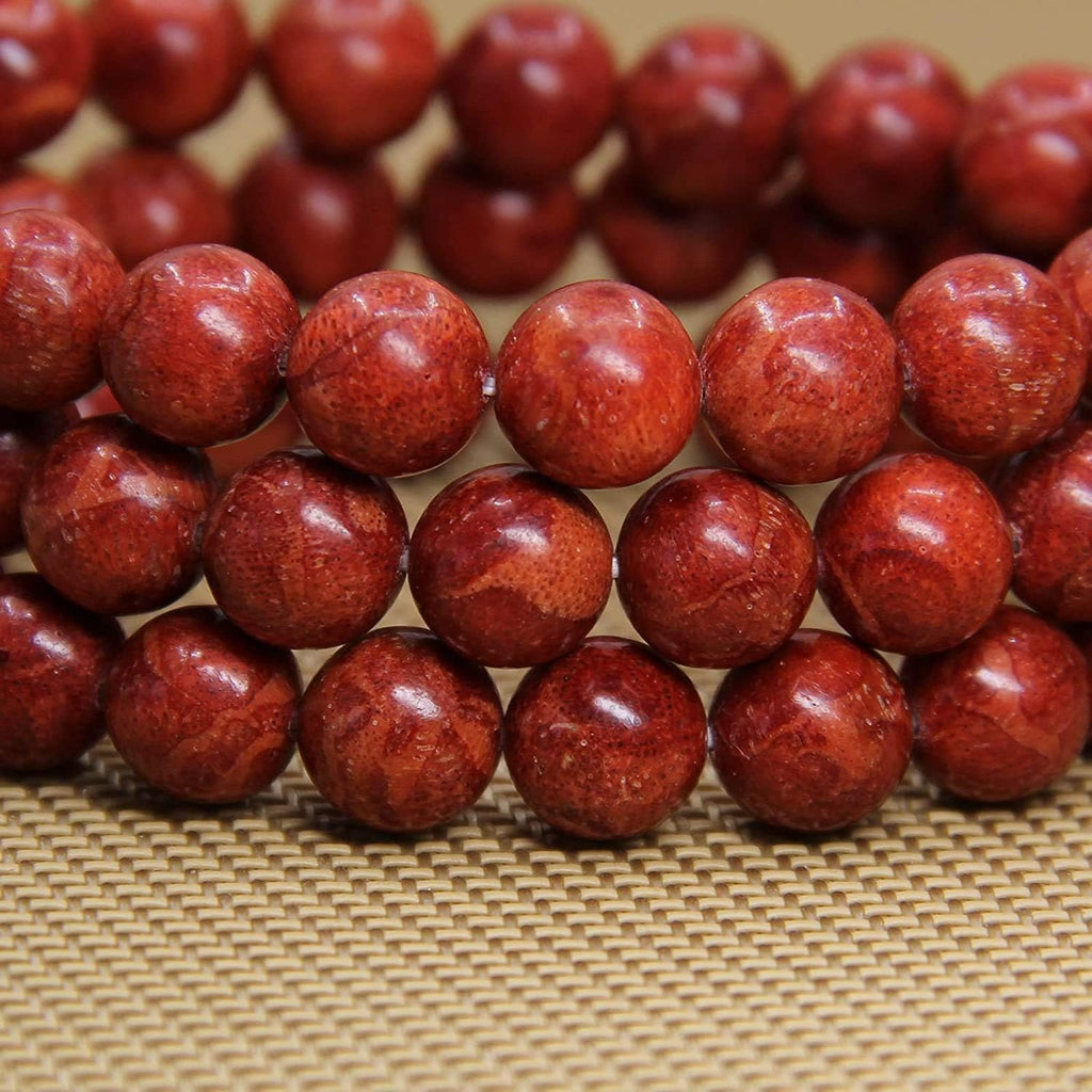 Angelstones Natural Red Coral Genuine Semi-Precious Gemstones Healing 10mm Beaded Stretch Bracelet 7inch Unisex