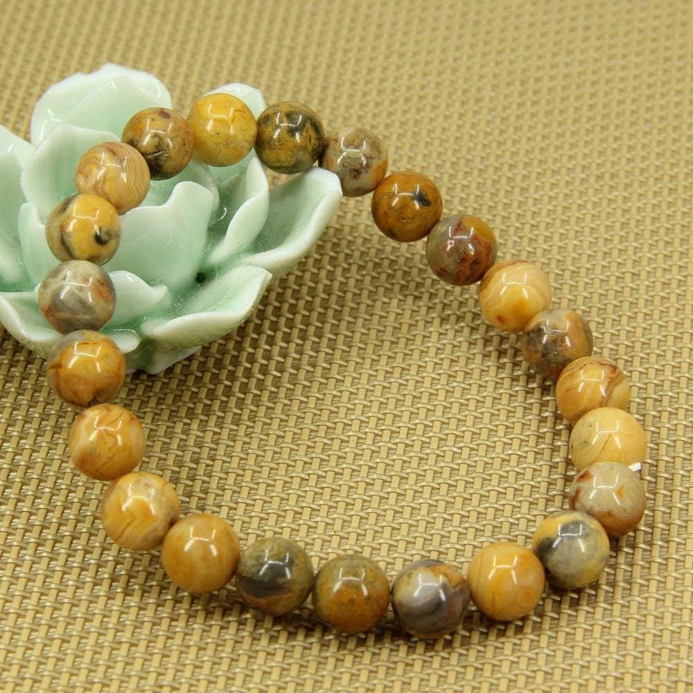 Natural Crazy Lace Agate Gemstone 8mm Round Beads Stretch Bracelet 7inch Unisex