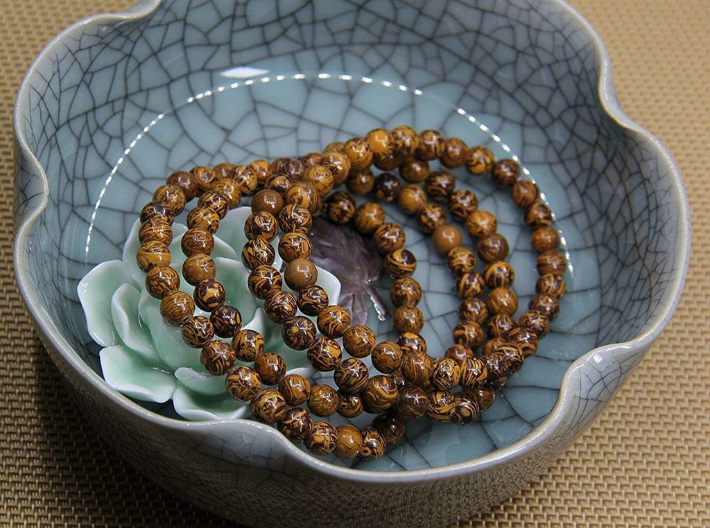Angelstones Natural Tiger Skin Jasper Gemstone 6mm Round Beads Stretch Bracelet 7inch Unisex