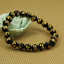 Angelstones Natural Gold Dragon Black Agate 8mm Round Beads Stretch Bracelet 7inch Unisex