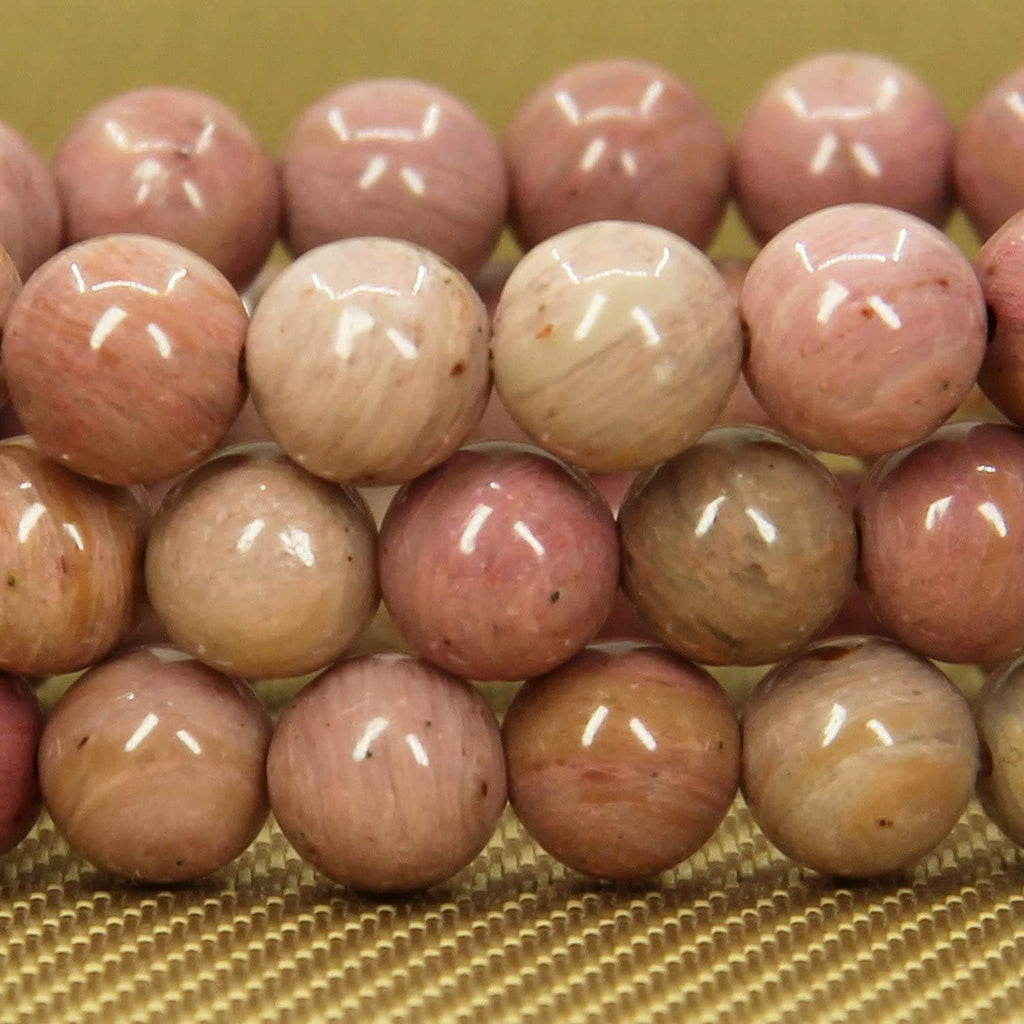 Angelstones Natural Pink Rhodonite Genuine Semi-Precious Gemstones Healing 10mm Beaded Stretch Bracelet 7inch Unisex