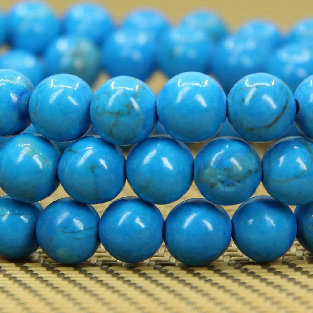 Angelstones Natural Turquoise Howlite Gemstone 6mm Round Beads Stretch Bracelet 7inch Unisex