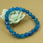 Natural Faceted Blue Agate Gemstone 8mm Round Beads Stretch Bracelet 7inch Unisex