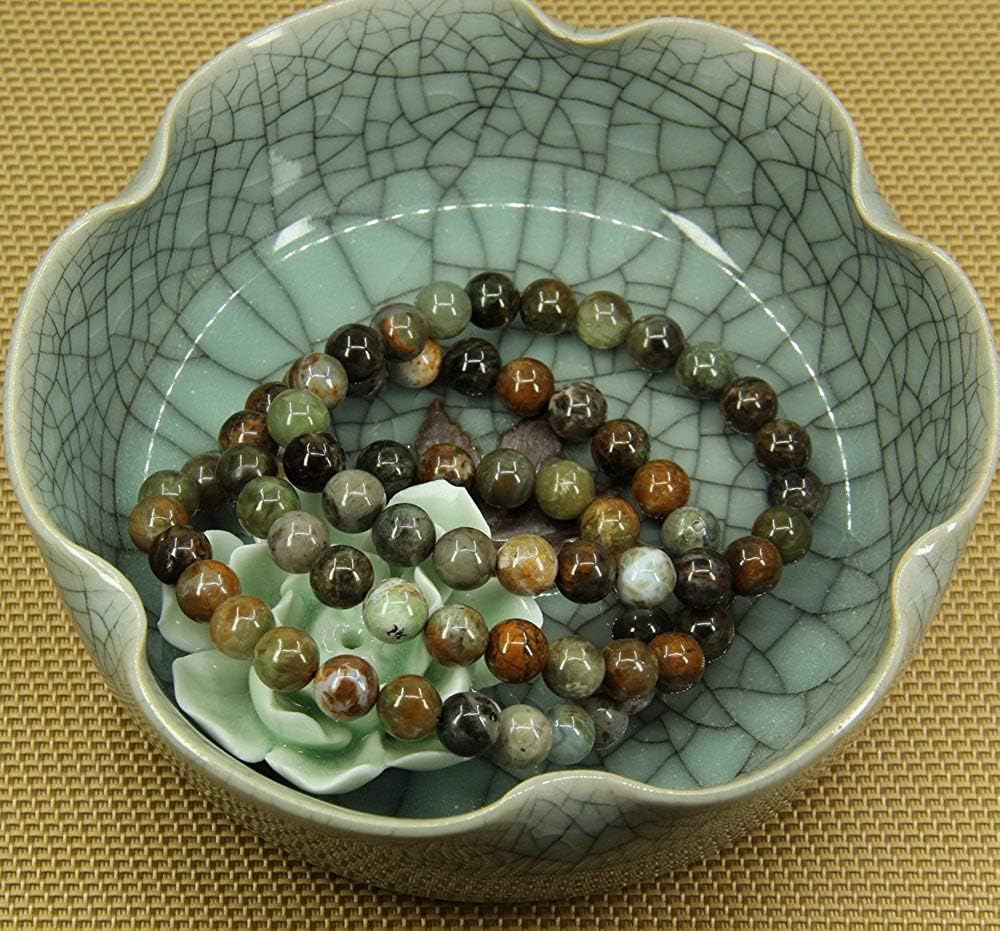 Angelstones Natural Ocean Green Jade 8mm Round Beads Stretch Bracelet 7inch Unisex