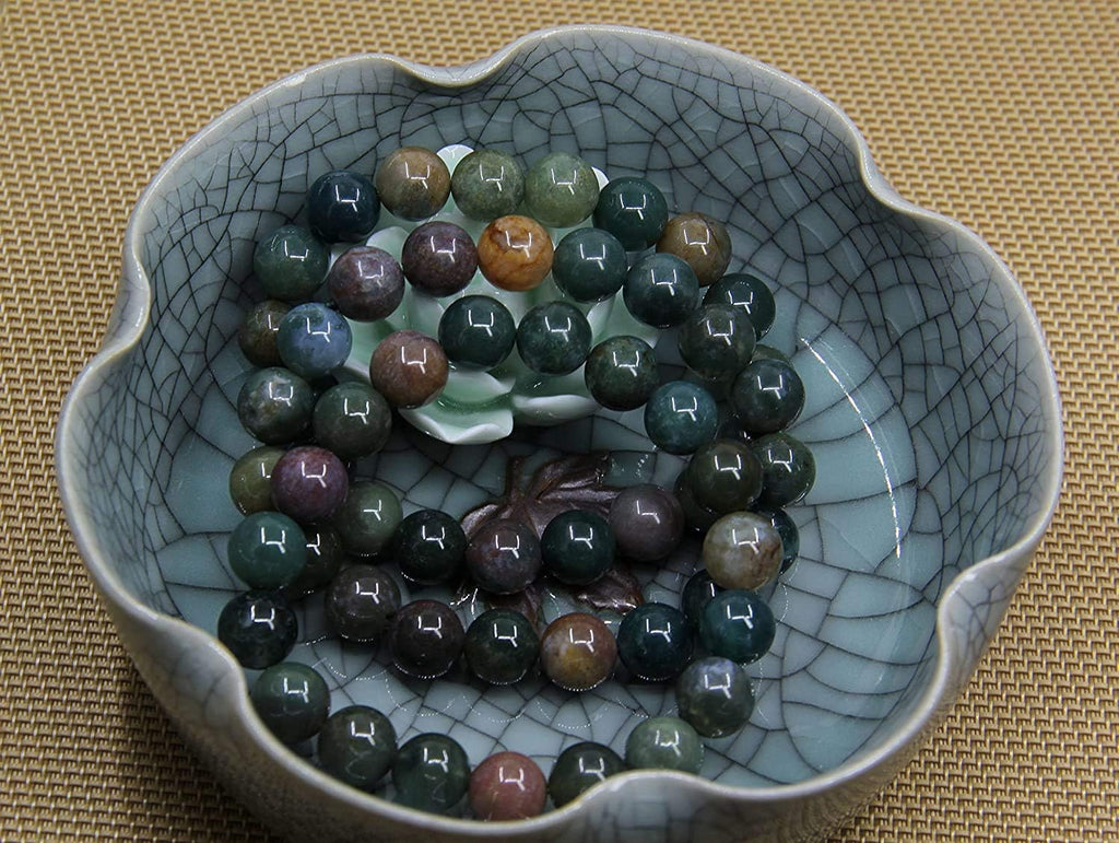 Angelstones Natural India Agate Genuine Semi-Precious Gemstones Healing 10mm Beaded Stretch Bracelet 7inch Unisex