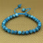 Natural Blue Apatite Gemstone 6mm Round Beads Adjustable Bracelet 7inch Unisex