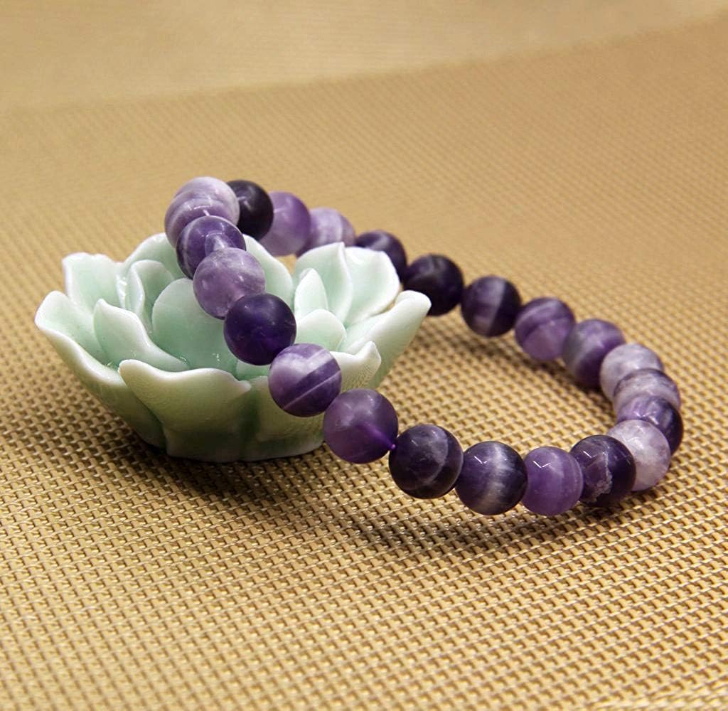Matt African Amethyst Gem Semi Precious Gemstone 8mm Ball Beads Stretch Bracelet 7inch Unisex