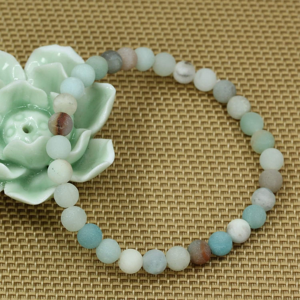 Natural Matt Multicolor Amazonite Gemstone 6mm Round Beads Stretch Bracelet 7inch Unisex