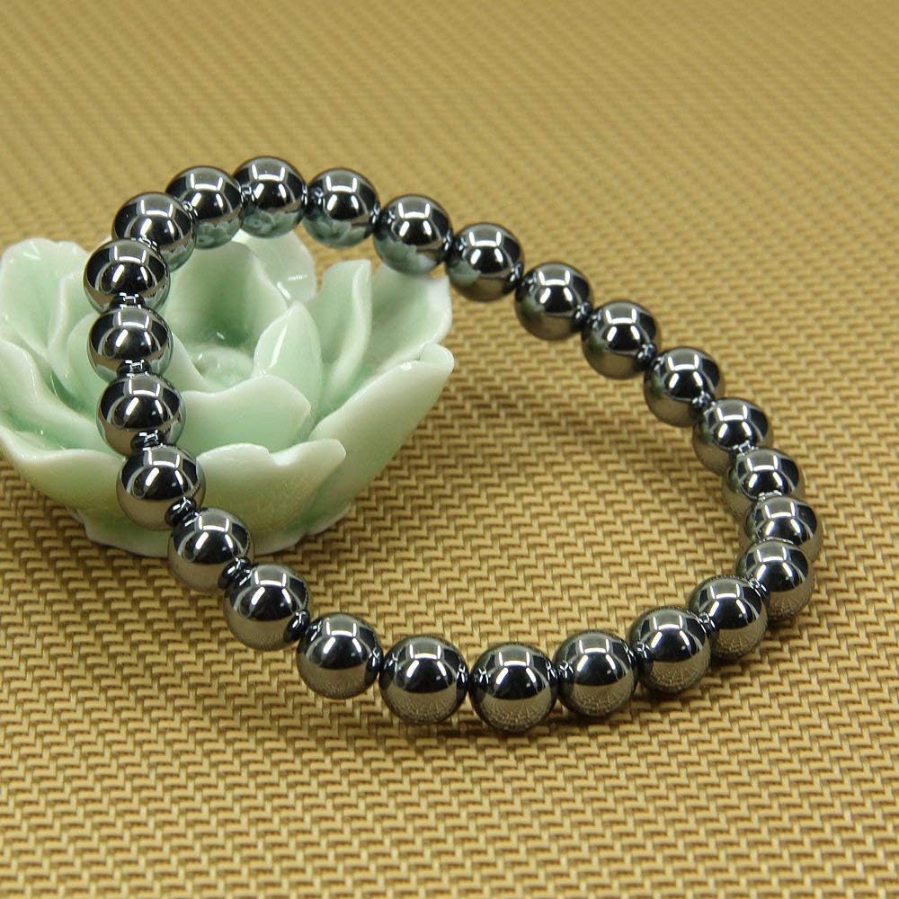 Natural Terahertz Jasper Gemstone 8mm Round Beads Stretch Bracelet 7inch Unisex
