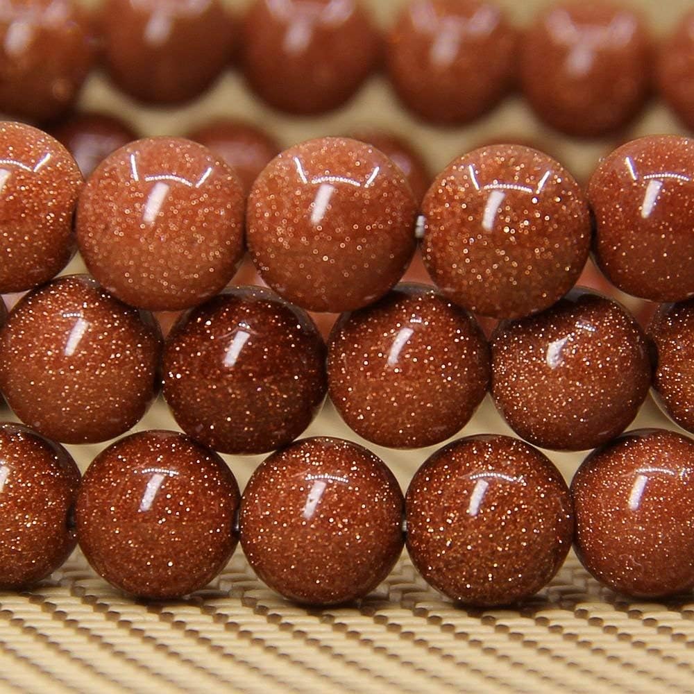 Synthetic Goldstone Gemstone 8mm Round Beads Stretch Bracelet 7inch Unisex