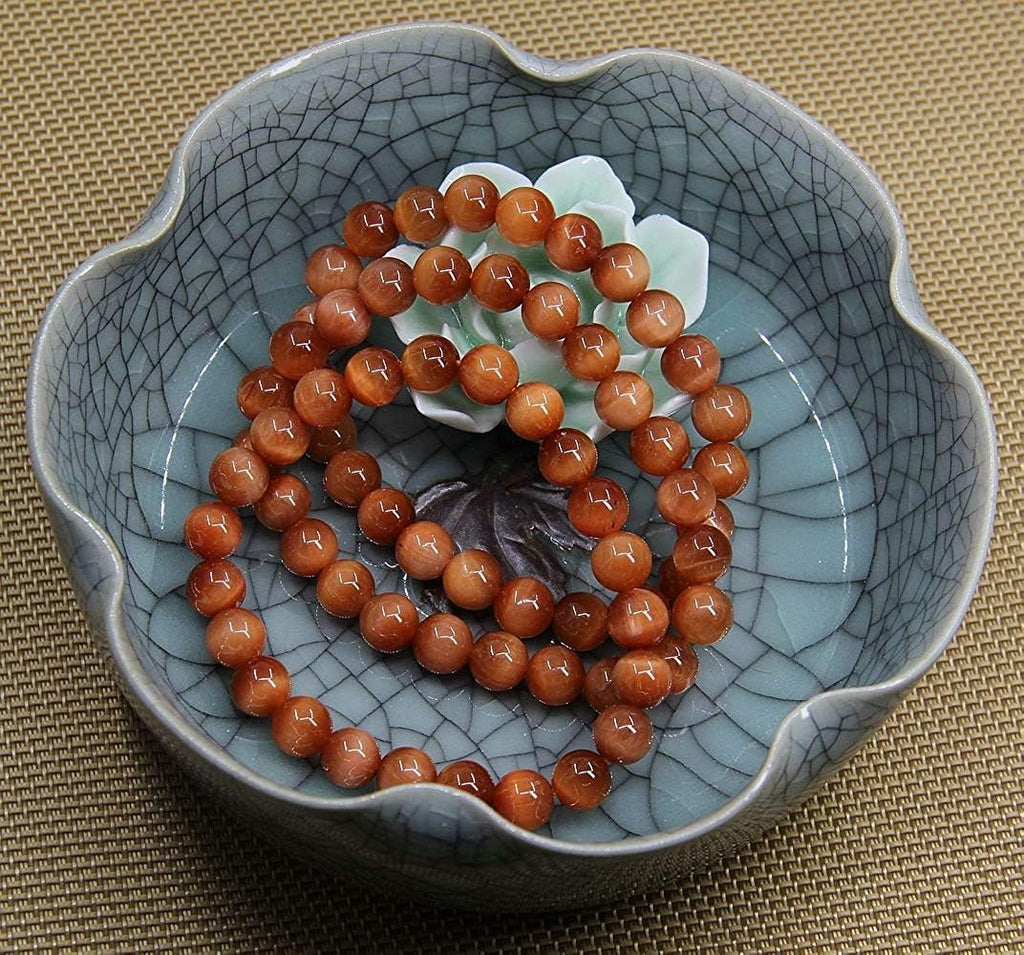 Natural Orange Tiger Eye Gemstone 8mm Ball Beads Stretch Bracelet 7inch Unisex